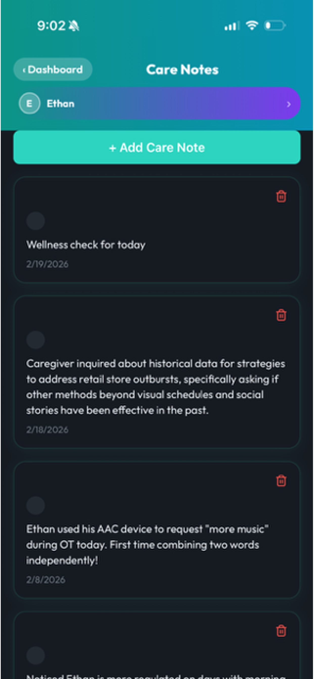 Care notes